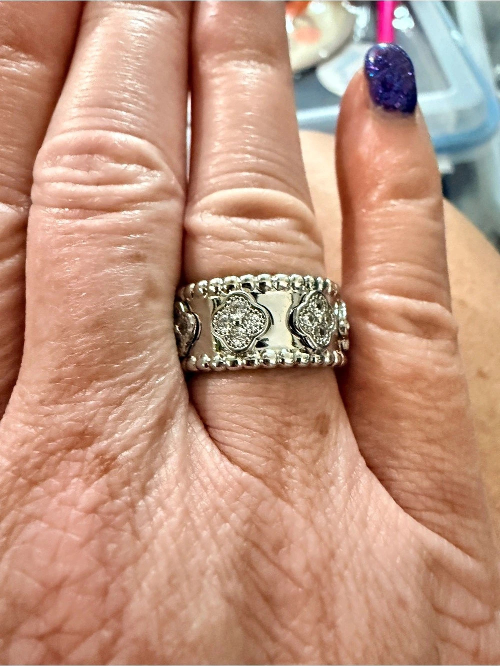 Silver-Tone Ornate Ring Like New